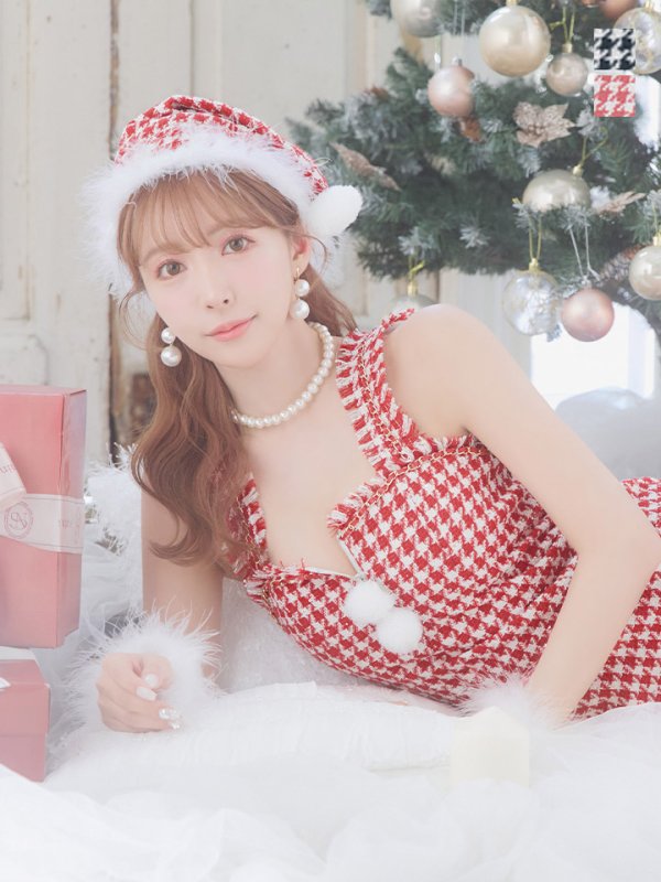 画像41: SALE!【サンタコス 4点セット】【XS-XLサイズ/2カラー】チェーンモチーフフロントジップタイトドレスサンタコスプレ[YMT]
