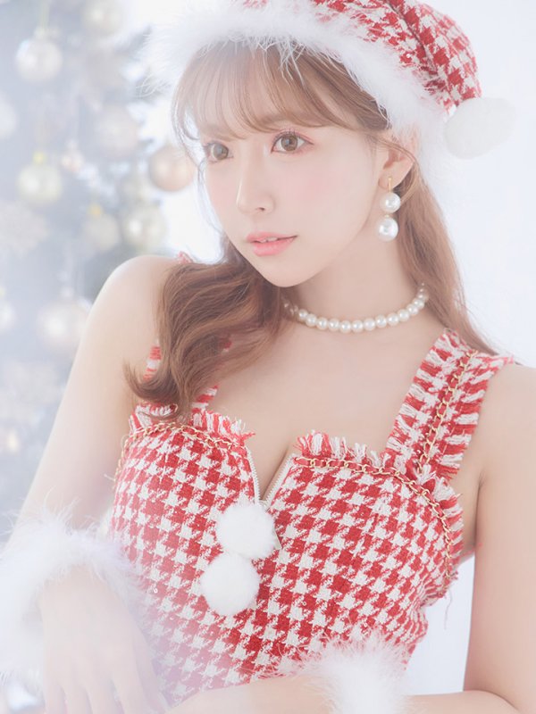 画像16: SALE!【サンタコス 4点セット】【XS-XLサイズ/2カラー】チェーンモチーフフロントジップタイトドレスサンタコスプレ[YMT]