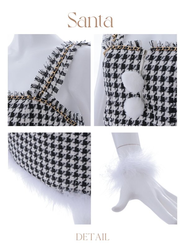 画像46: SALE!【サンタコス 4点セット】【XS-XLサイズ/2カラー】チェーンモチーフフロントジップタイトドレスサンタコスプレ[YMT]