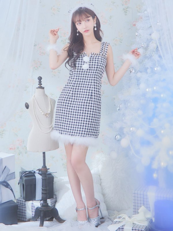 画像9: SALE!【サンタコス 4点セット】【XS-XLサイズ/2カラー】チェーンモチーフフロントジップタイトドレスサンタコスプレ[YMT]