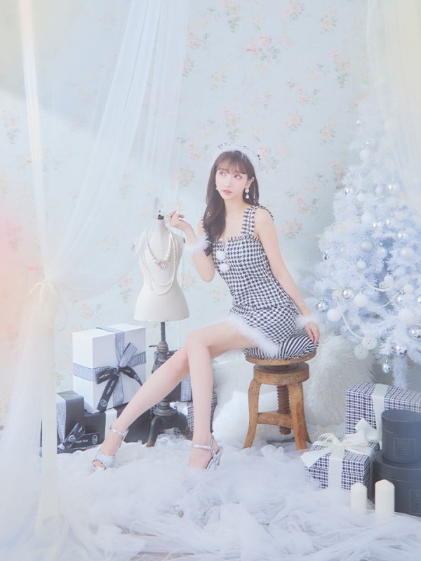 画像10: SALE!【サンタコス 4点セット】【XS-XLサイズ/2カラー】チェーンモチーフフロントジップタイトドレスサンタコスプレ[YMT]