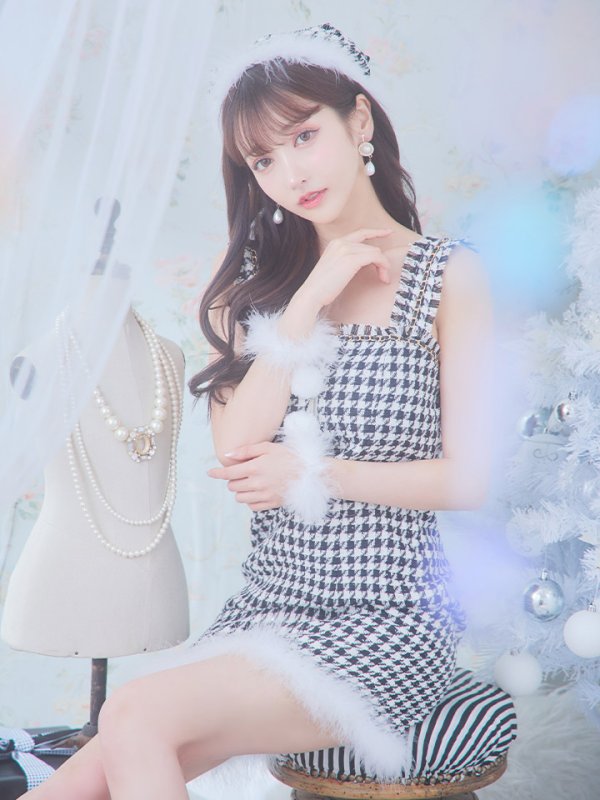 画像13: SALE!【サンタコス 4点セット】【XS-XLサイズ/2カラー】チェーンモチーフフロントジップタイトドレスサンタコスプレ[YMT]