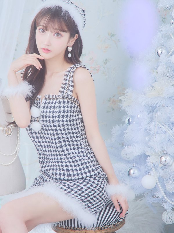 画像15: SALE!【サンタコス 4点セット】【XS-XLサイズ/2カラー】チェーンモチーフフロントジップタイトドレスサンタコスプレ[YMT]