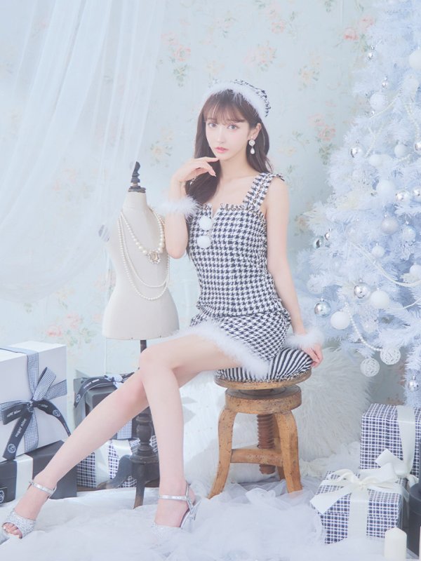 画像18: SALE!【サンタコス 4点セット】【XS-XLサイズ/2カラー】チェーンモチーフフロントジップタイトドレスサンタコスプレ[YMT]