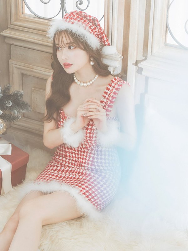 画像33: SALE!【サンタコス 4点セット】【XS-XLサイズ/2カラー】チェーンモチーフフロントジップタイトドレスサンタコスプレ[YMT]