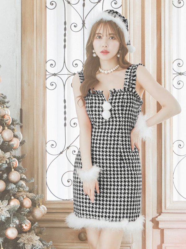 画像5: SALE!【サンタコス 4点セット】【XS-XLサイズ/2カラー】チェーンモチーフフロントジップタイトドレスサンタコスプレ[YMT]