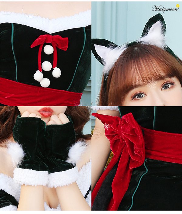 画像9: 【即日発送】【クリスマスコスプレ7点セット】【Malymoon/マリームーン】キャットサンタコスプレ【フリーサイズ/1カラー】[YMT]