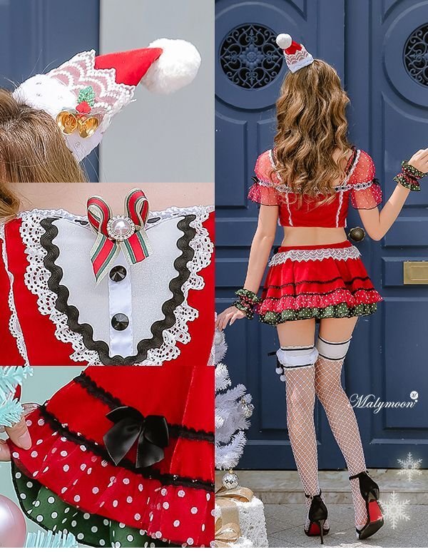画像9: 【即日発送】【クリスマスコスプレ7点セット】【Malymoon/マリームーン】パフスリーブサンタクロース[YMT]