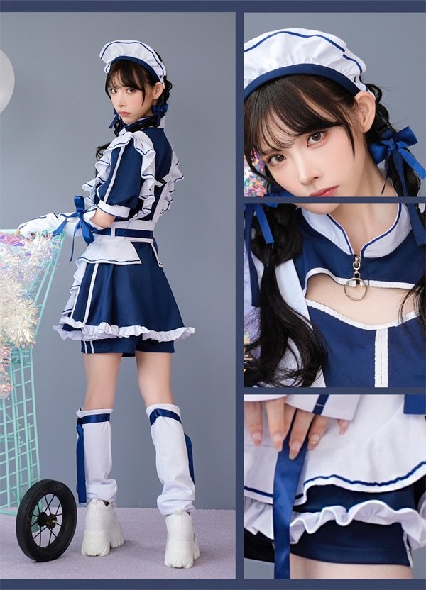 画像8: 【即日発送】アクセントラインハーネスジャージメイド【マリームーン】【ハロウィンコスプレ6点セット】【フリーサイズ/3カラー】[HC03]