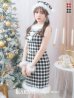 画像5: 【サンタコス 5点セット】【XS-XLサイズ/2カラー】ギンガムチェック タイトワンピースサンタコスプレ[YMT]