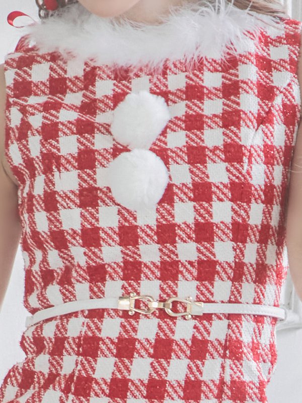 画像24: 【サンタコス 5点セット】【XS-XLサイズ/2カラー】ギンガムチェックタイトワンピースサンタコスプレ[YMT]