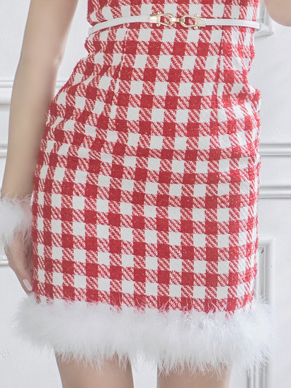 画像25: 【サンタコス 5点セット】【XS-XLサイズ/2カラー】ギンガムチェックタイトワンピースサンタコスプレ[YMT]