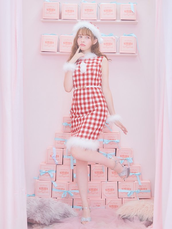 画像16: 【サンタコス 5点セット】ギンガムチェック タイトワンピースサンタコスプレ【XS-XLサイズ/2カラー】[YMT]