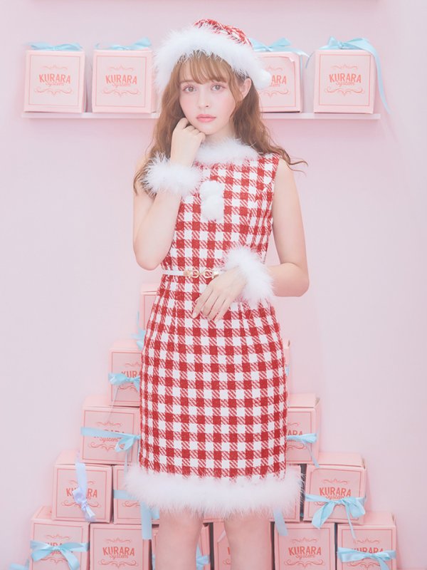 画像17: 【サンタコス 5点セット】ギンガムチェック タイトワンピースサンタコスプレ【XS-XLサイズ/2カラー】[YMT]