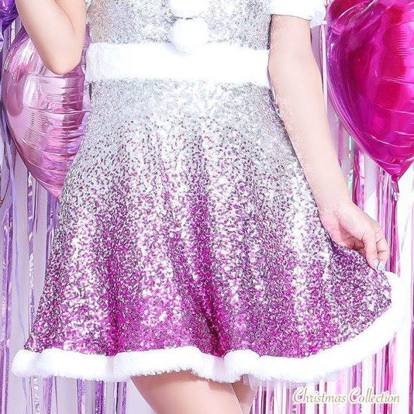 画像5: SALE!【X'mas3点セット】グリッターグラデーションサンタコスプレ[OF01]