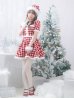 画像13: 【即日発送！】【サンタコス 5点セット】【XS-Lサイズ/2カラー】ギンガムチェックセットアップフレアサンタコスプレ[YMT]