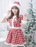 画像5: 【即日発送！】【サンタコス 5点セット】【XS-Lサイズ/2カラー】ギンガムチェックセットアップフレアサンタコスプレ[YMT]