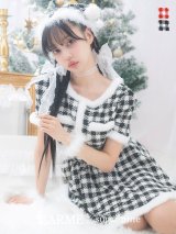 【即日発送！】【sugar nine サンタコス 5点セット】【XS-Lサイズ/2カラー】ギンガムチェック セットアップフレアサンタコスプレ[YMT]