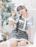 画像2: 【即日発送！】【sugar nine サンタコス 5点セット】【XS-Lサイズ/2カラー】ギンガムチェック セットアップフレアサンタコスプレ[YMT] (2)