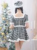 画像8: 【即日発送！】【sugar nine サンタコス 5点セット】【XS-Lサイズ/2カラー】ギンガムチェック セットアップフレアサンタコスプレ[YMT]