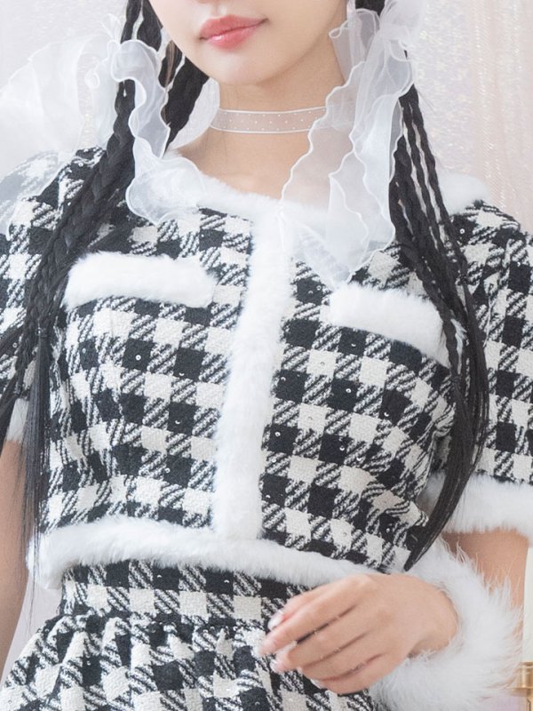 画像9: 【即日発送！】【sugar nine サンタコス 5点セット】【XS-Lサイズ/2カラー】ギンガムチェック セットアップフレアサンタコスプレ[YMT]