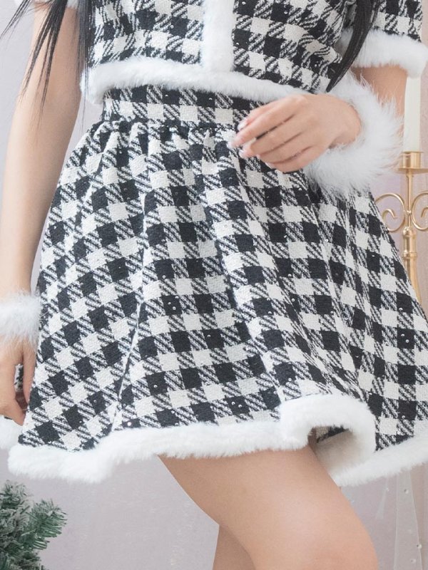 画像10: 【即日発送！】【sugar nine サンタコス 5点セット】【XS-Lサイズ/2カラー】ギンガムチェック セットアップフレアサンタコスプレ[YMT]