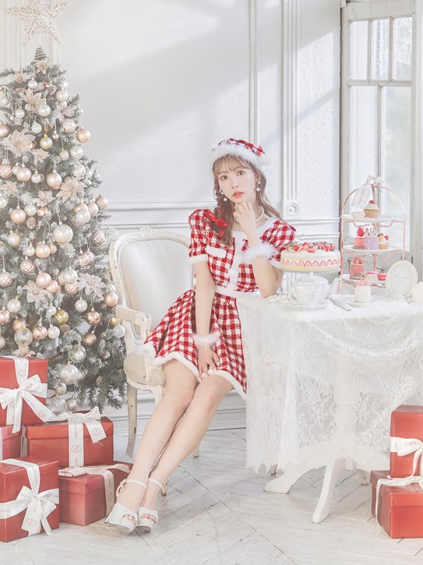 画像18: 【即日発送！】【sugar nine サンタコス 5点セット】【XS-XLサイズ/2カラー】ギンガムチェック セットアップフレアサンタコスプレ[YMT]