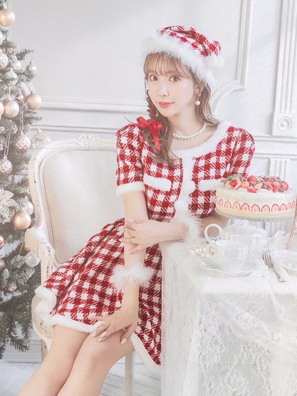 画像22: 【即日発送！】【sugar nine サンタコス 5点セット】【XS-XLサイズ/2カラー】ギンガムチェック セットアップフレアサンタコスプレ[YMT]