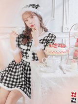 【即日発送！】【サンタコス 5点セット】【XS-Lサイズ/2カラー】ギンガムチェックセットアップフレアコスプレ[YMT]