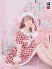画像3: 【即日発送！】【サンタコス 5点セット】【XS-Lサイズ/2カラー】ギンガムチェック セットアップフレアコスプレ[YMT]