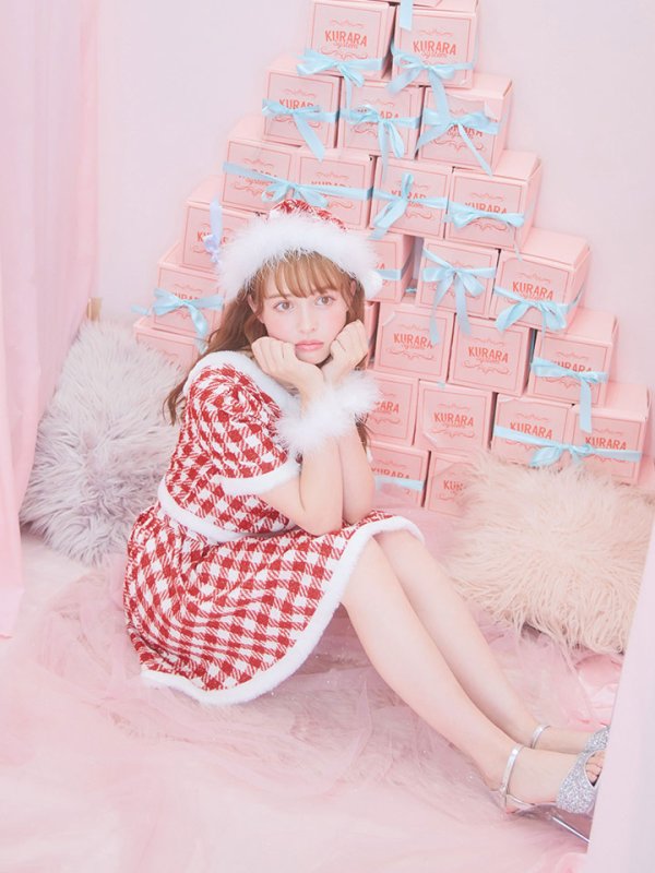 画像10: 【即日発送！】【サンタコス 5点セット】【XS-Lサイズ/2カラー】ギンガムチェック セットアップフレアコスプレ[YMT]