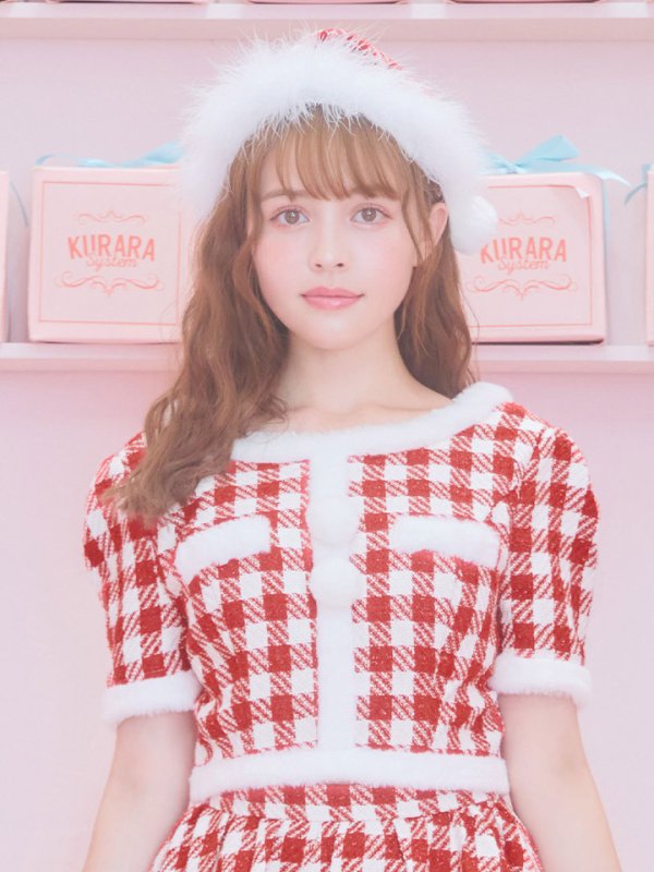 画像16: 【即日発送！】【サンタコス 5点セット】【XS-Lサイズ/2カラー】ギンガムチェック セットアップフレアコスプレ[YMT]