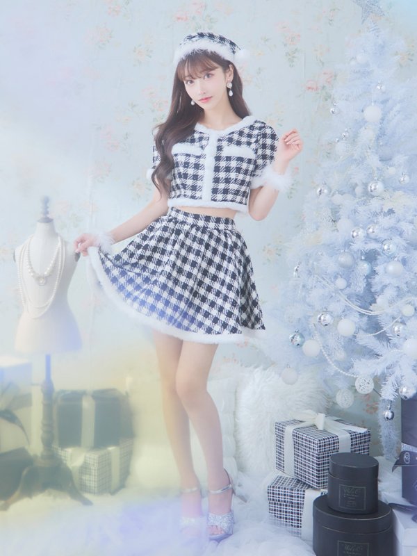 画像14: 【即日発送！】【sugar nine サンタコス 5点セット】【XS-Lサイズ/2カラー】ギンガムチェック セットアップフレアサンタコスプレ[YMT]