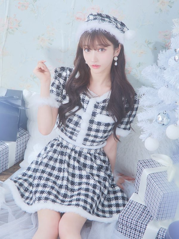 画像10: 【即日発送！】【sugar nine サンタコス 5点セット】【XS-Lサイズ/2カラー】ギンガムチェック セットアップフレアサンタコスプレ[YMT]