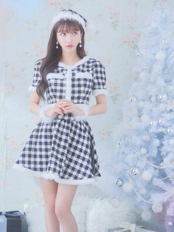 画像12: 【即日発送！】【sugar nine サンタコス 5点セット】【XS-Lサイズ/2カラー】ギンガムチェック セットアップフレアサンタコスプレ[YMT]