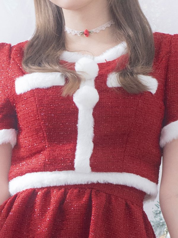 画像16: 【即日発送！】【サンタコス 5点セット】【XS-Lサイズ/2カラー】ラメツイードセットアップサンタ[YMT]