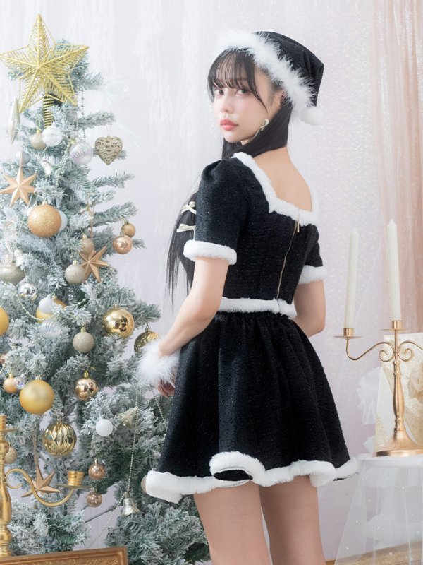 画像7: 【即日発送！】【サンタコス 5点セット】【XS-Lサイズ/2カラー】ラメツイードセットアップサンタ[YMT]