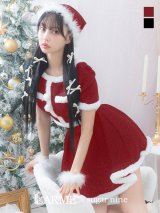 【即日発送！】【サンタコス 5点セット】【XS-Lサイズ/2カラー】ラメツイードセットアップサンタ[YMT]