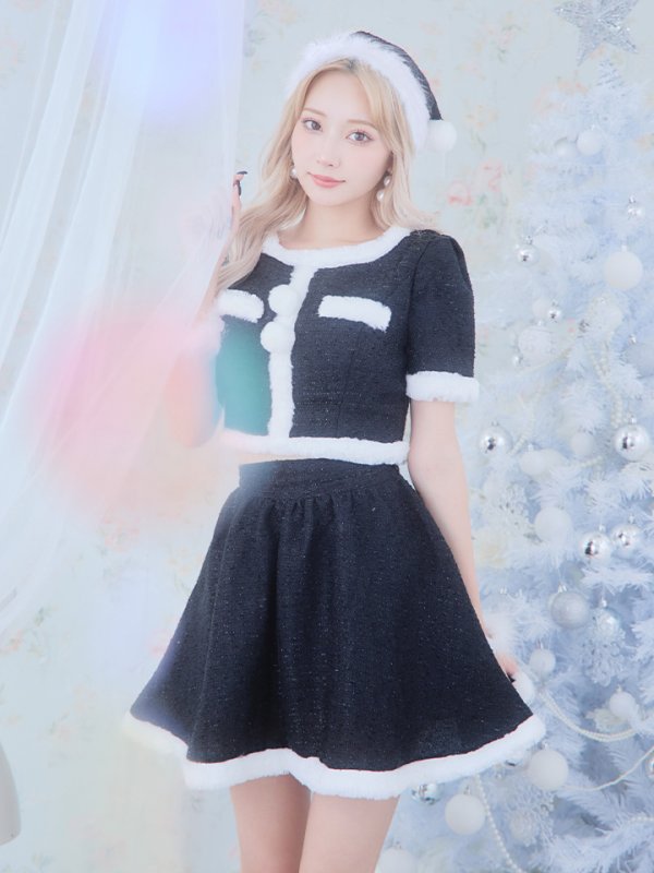 画像29: 【即日発送！】【サンタコス 5点セット】【XS-Lサイズ/2カラー】ラメツイードセットアップサンタ[YMT]