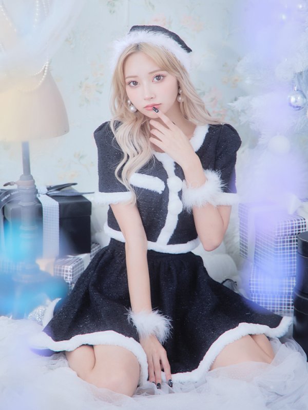 画像15: 【即日発送！】【サンタコス 5点セット】【XS-Lサイズ/2カラー】ラメツイードセットアップサンタ[YMT]