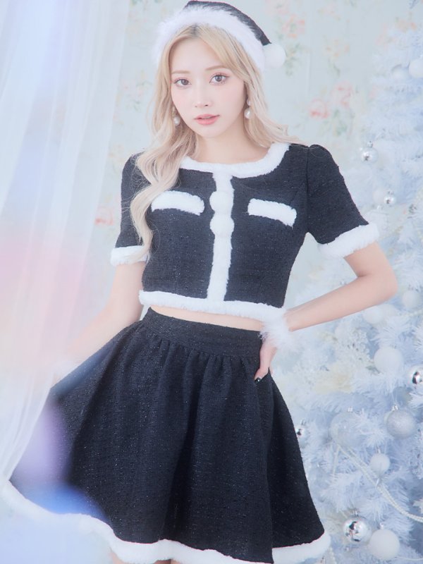 画像16: 【即日発送！】【サンタコス 5点セット】【XS-Lサイズ/2カラー】ラメツイードセットアップサンタ[YMT]