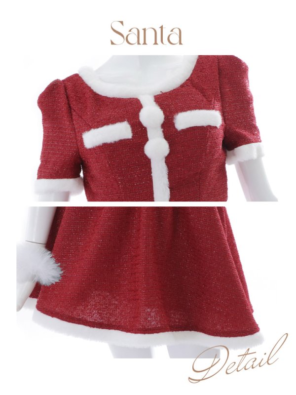 画像37: 【即日発送！】【サンタコス 5点セット】【XS-Lサイズ/2カラー】ラメツイードセットアップサンタ[YMT]