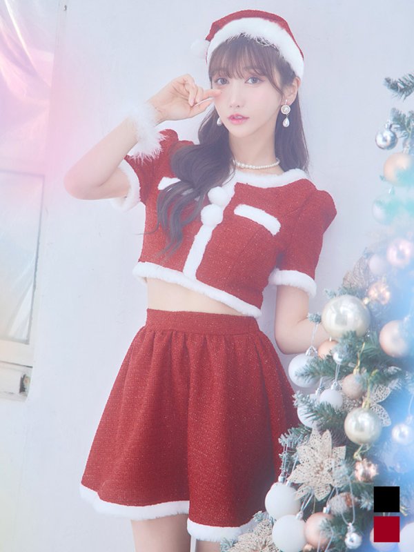 画像23: 【即日発送！】【サンタコス 5点セット】【XS-Lサイズ/2カラー】ラメツイードセットアップサンタ[YMT]