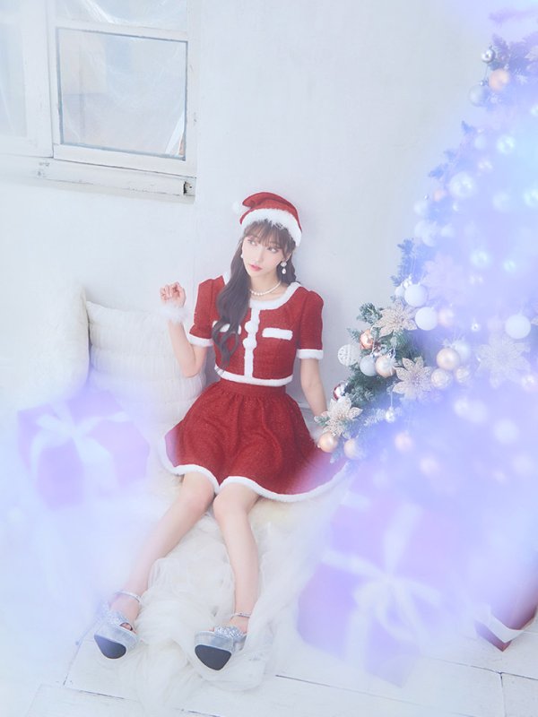 画像28: 【即日発送！】【サンタコス 5点セット】【XS-Lサイズ/2カラー】ラメツイードセットアップサンタ[YMT]