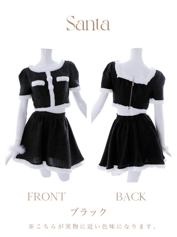 画像40: 【即日発送！】【サンタコス 5点セット】【XS-Lサイズ/2カラー】ラメツイードセットアップサンタ[YMT]