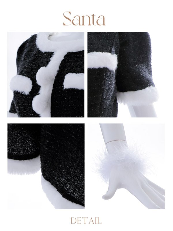 画像42: 【即日発送！】【サンタコス 5点セット】【XS-Lサイズ/2カラー】ラメツイードセットアップサンタ[YMT]