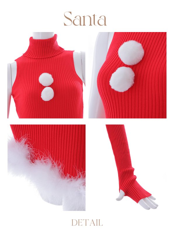 画像20: 【即日発送!】【サンタコス 4点セット】【S-Lサイズ/1カラー】ワンピースドレスサンタ[OF01]