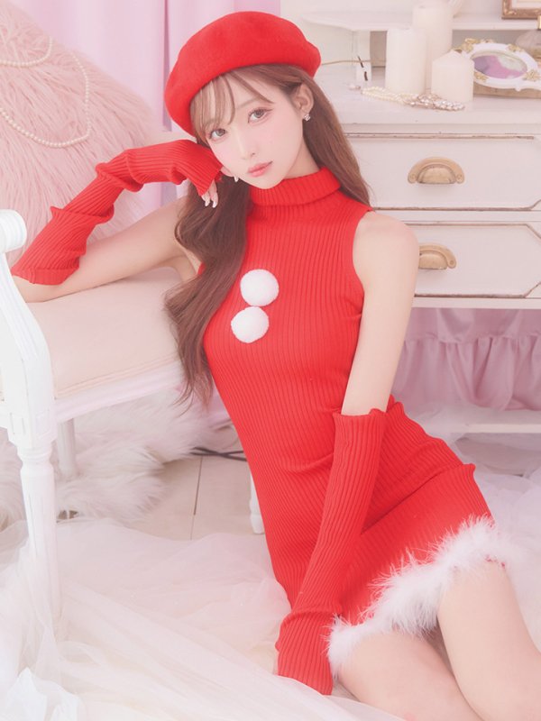 画像3: 【即日発送!】【サンタコス 4点セット】【S-Lサイズ/1カラー】ワンピースドレスサンタ[OF01]