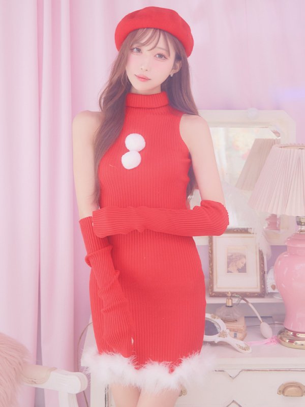 画像4: 【即日発送!】【サンタコス 4点セット】【S-Lサイズ/1カラー】ワンピースドレスサンタ[OF01]