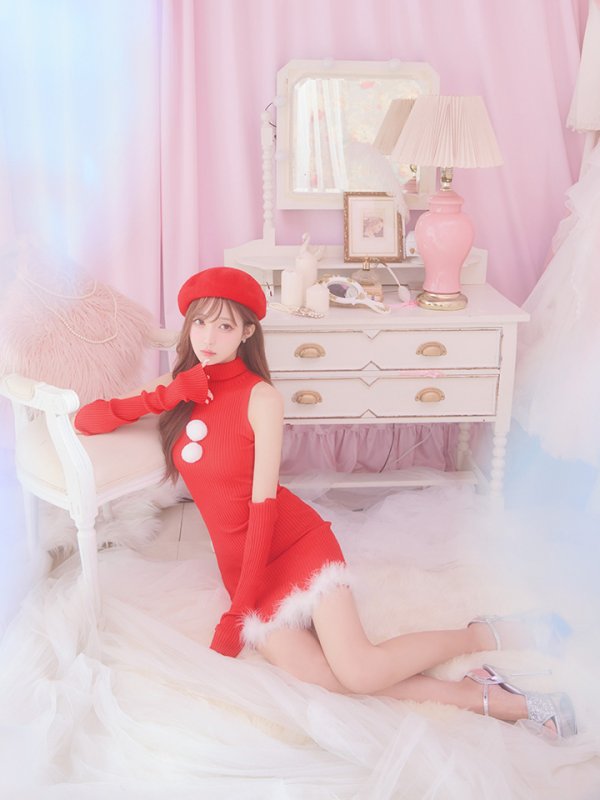 画像6: 【即日発送!】【サンタコス 4点セット】【S-Lサイズ/1カラー】ワンピースドレスサンタ[OF01]